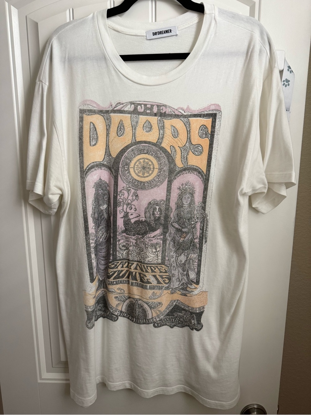 Urban Outfitters White Graphic Tee with Yellow and Light Pink Print